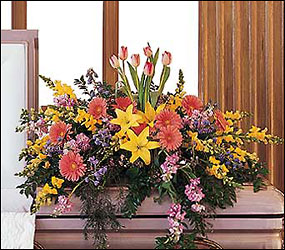 Blooming Glory Casket Spray from Roses and More Florist in Dallas, TX