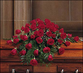 Blooming Red Roses Casket Spray from Roses and More Florist in Dallas, TX