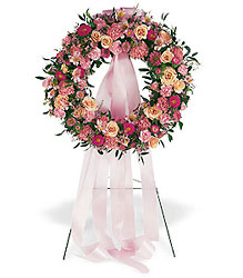 Respectful Pink Wreath from Roses and More Florist in Dallas, TX