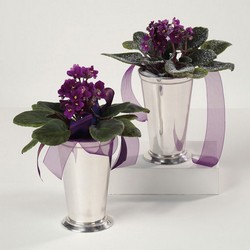 Violets In Silver Vase from Roses and More Florist in Dallas, TX