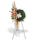 Peach Comfort Wreath from Roses and More Florist in Dallas, TX
